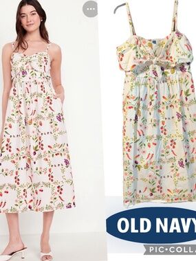 Old navy Fit & Flare Tie-Front Midi Dress